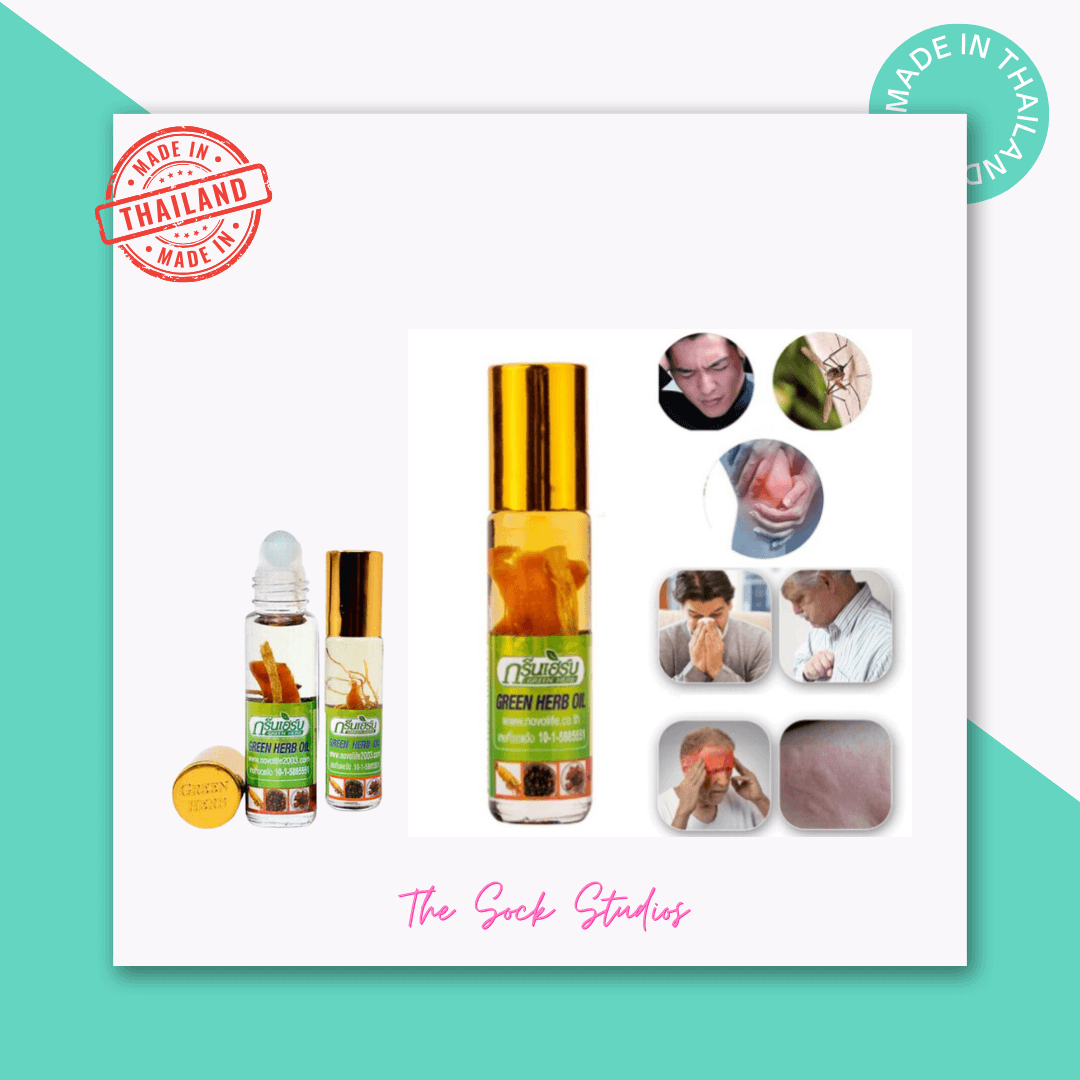 The Sock Studios TH Thailand - Green Herb Oil with Ginseng Root Aroma Oil Roll On - Image 1