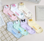 Korean Socks - Sanrio Semi Mid Colored Socks - Korea