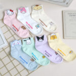 Korean Socks - Sanrio Semi Mid Colored Socks - Korea