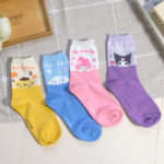 Korean Socks - Sanrio Semi Mid Colored Box Socks - Korea